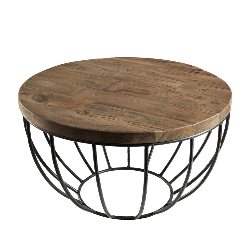 Sandrine Pedestal Coffee Table, Brut, 34.5cm H x 60cm W x 60cm D