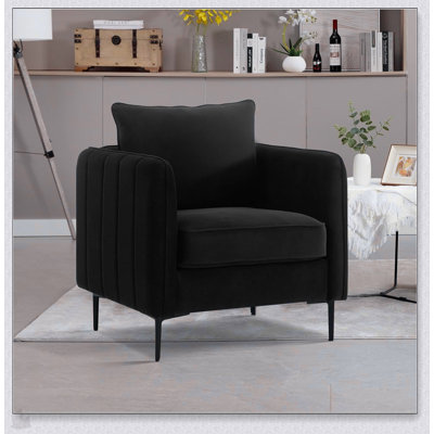 Chaise d'appoint Mid-Century moderne en velours avec coussin et pieds en métal pour une assise confortable dans le salon, la chambre à coucher ou le bureau