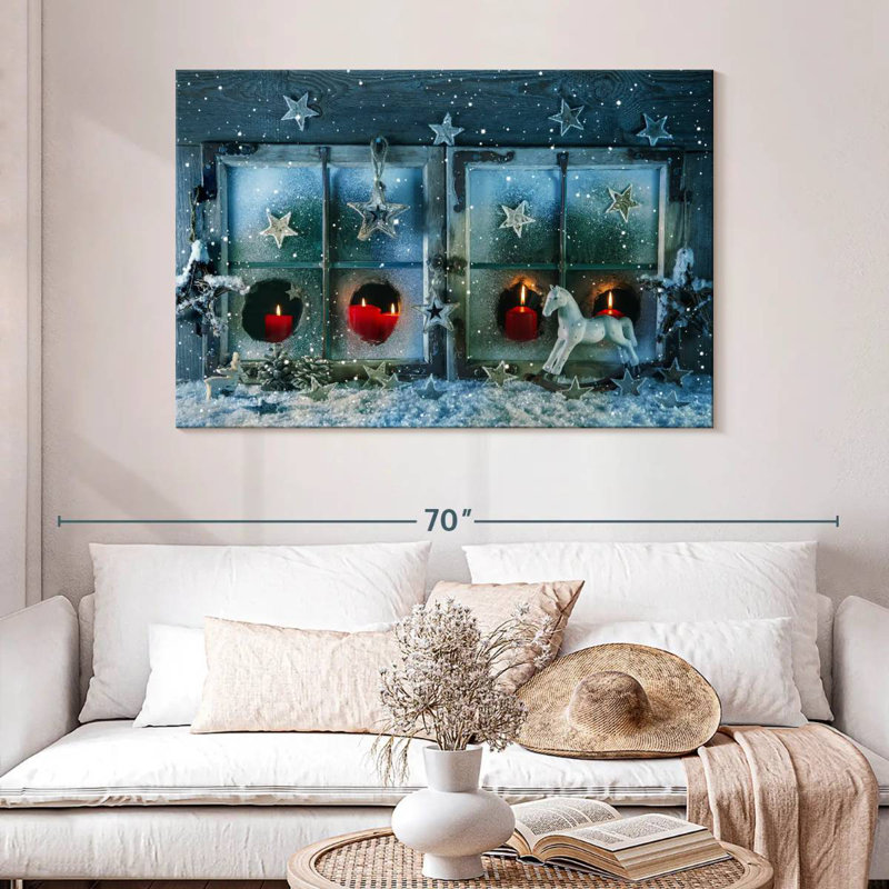 Fenêtre blanche de Noël, H 32 po x l 48 po