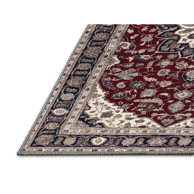 Machine Washable Persian Gray Area Rug, Round 4'