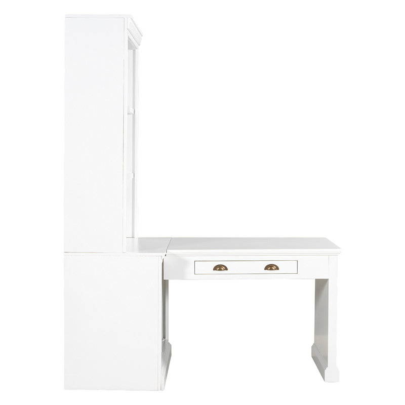 83.4"Tall Bookshelf With Writing Desk, Modern Bookcase With Study Desk, Workstation With Storage Shelf,Storage Bookcase With Open Shelves And LED Lighting For Living Room,Home Office