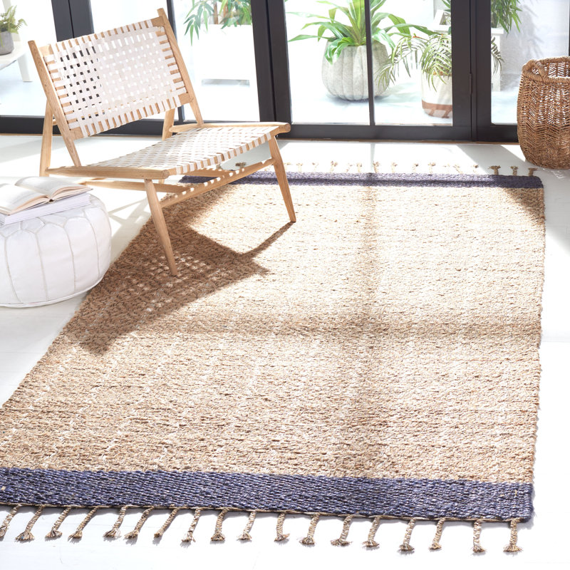Abbey-Leigh Handwoven Cotton/Jute Beige/Purple Area Rug, Rectangle 8' x 10'