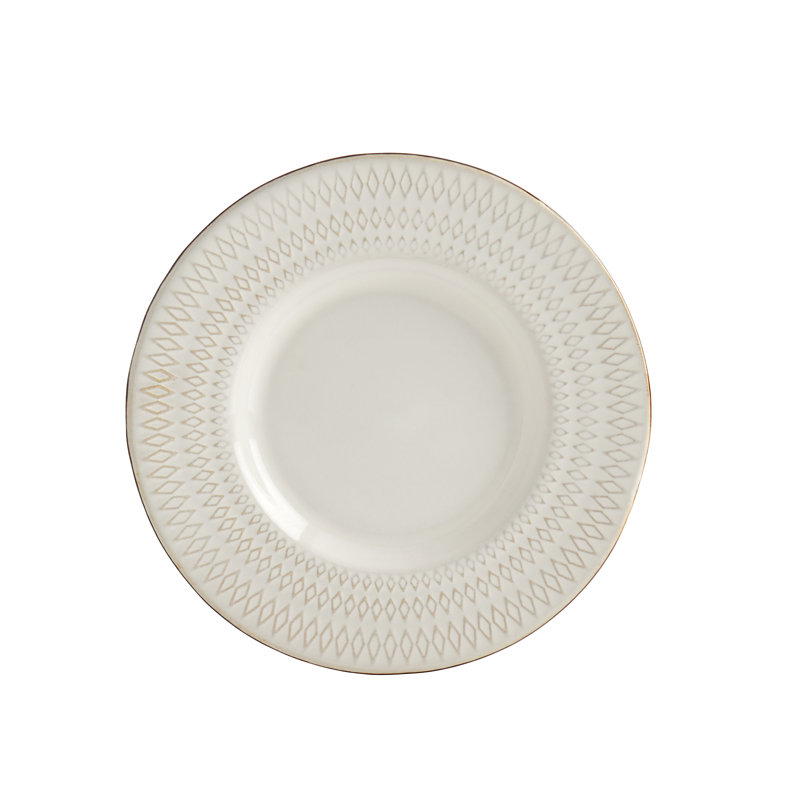 Taylor White Embossed Ceramic 12-Piece Dinnerware Set