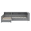 Lit plateforme en L avec lit gigogne, lit de jour avec tablette de rangement et station de charge, structure de lit d'angle simple en bois-109218148