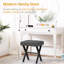 Tabouret de coiffeuse, tabouret de maquillage carré en lin avec pieds en X en métal, petit tabouret de fauteuil avec repose-pieds, couleur grise-77575556-77575558