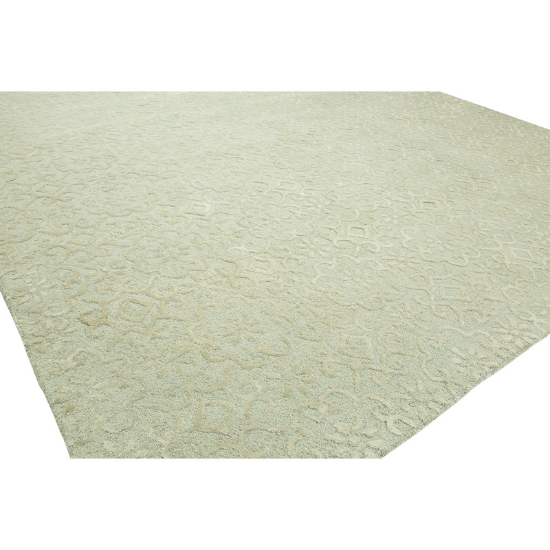 Ally Geometric Handmade Tufted Wool Ivory Area Rug, Rectangle 8' x 10'