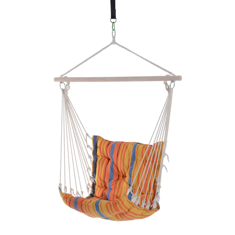 Outsunny Hanging Rope Chair with Soft Padded Seat & Backrest, Orange