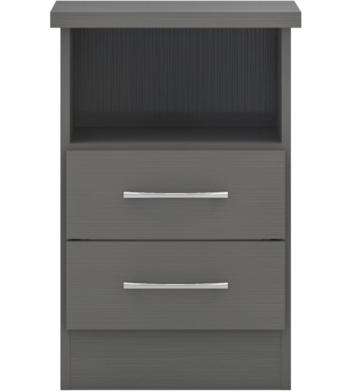 Cascio 2 Drawer Bedside Table, Grey