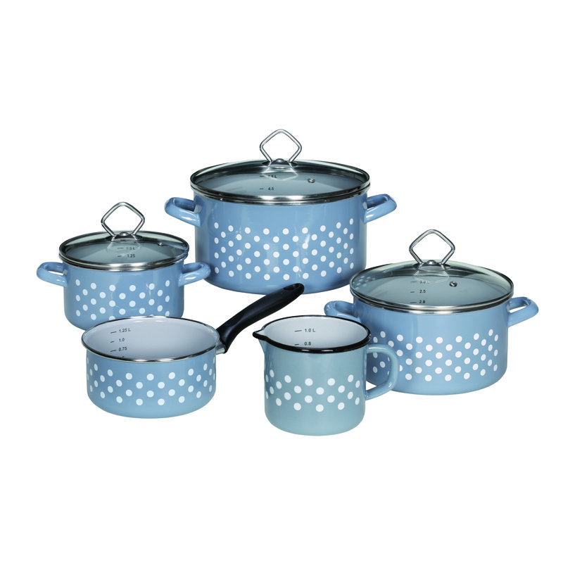 Dresden 8 - Piece Enamelware Cookware Set, Grey