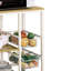 Chariot de cuisine contemporain naturel brun et blanc, tablette spacieuse pour micro-ondes, rangement, fil, 4 tablettes d'appareils mobiles, mobile, moderne