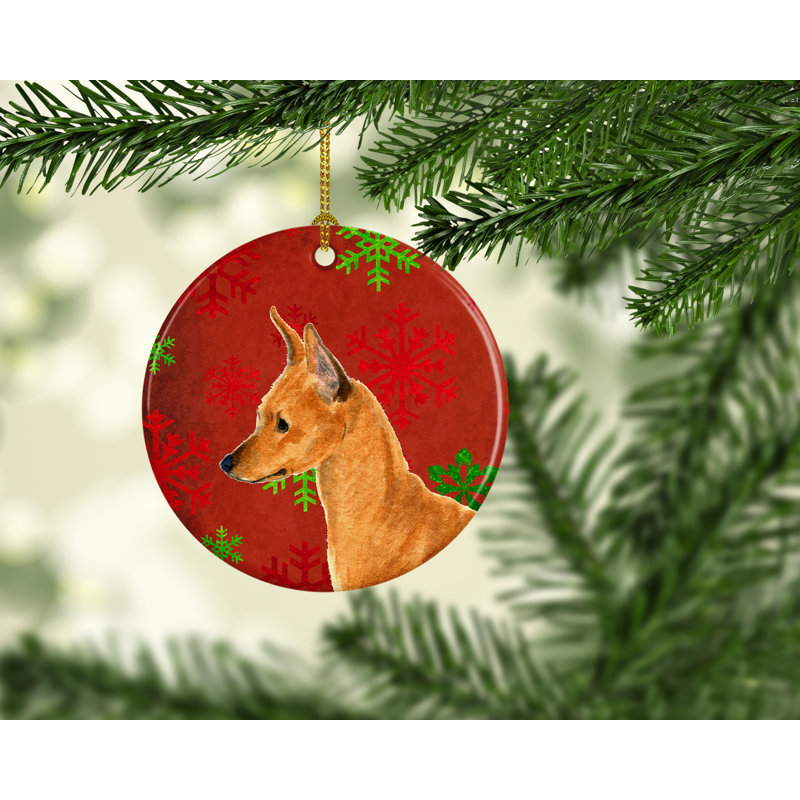 Ornement figurine suspendu en céramique de noël min pin