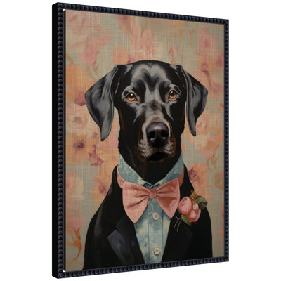 «Regal Portrait of a Black Lab» par The Creative Bunch Studio, reproduction d'art sur toile encadrée