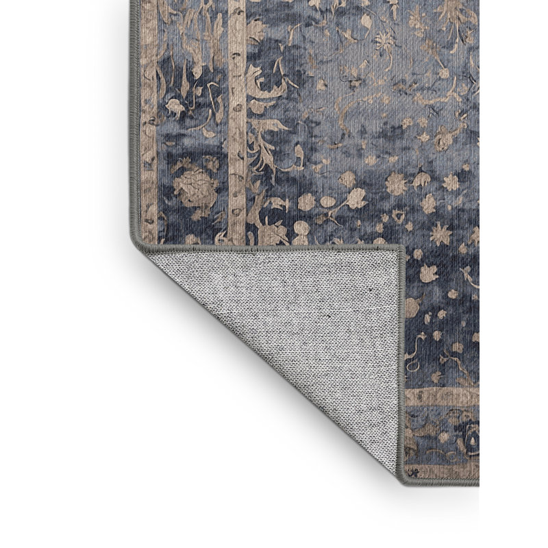 Machine Washable Gray Area Rug, Rectangle 6' x 9'