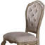 Ensemble de deux chaises d'appoint de salle à manger capitonnées en tissu beige et taupe et en bois massif
