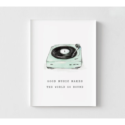 «Good Music Makes The World Go Round» par Masey St. Studios, rétro platine décorative minimaliste, impression de décoration murale studio d'enregistrement de musique