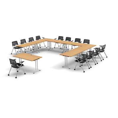 13 Person Training Meeting Seminar Tables with Modesty Panels and 13 Chairs Complete Set by TeamWORK Tables