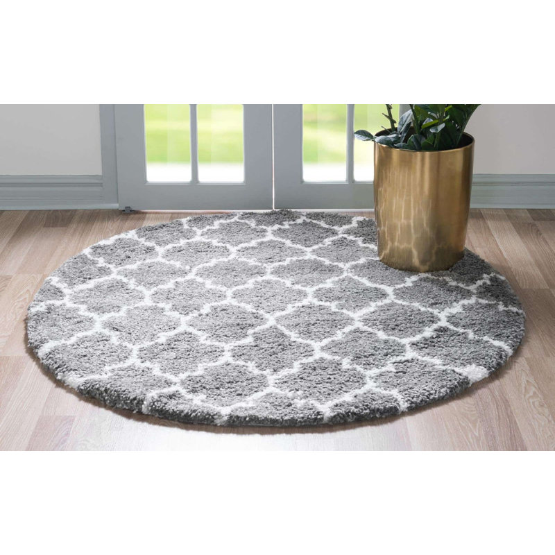 Abdirizak Geometric Indoor Rug, Round 5'1"