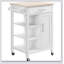 Chariot pour îlot de cuisine polyvalent avec rangement, plateau en bois massif et tablettes réglables pour les cuisines modernes