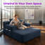 Chaise longue convertible Resta en velours côtelé duveteux avec poches de rangement et 3 coussins-129022238