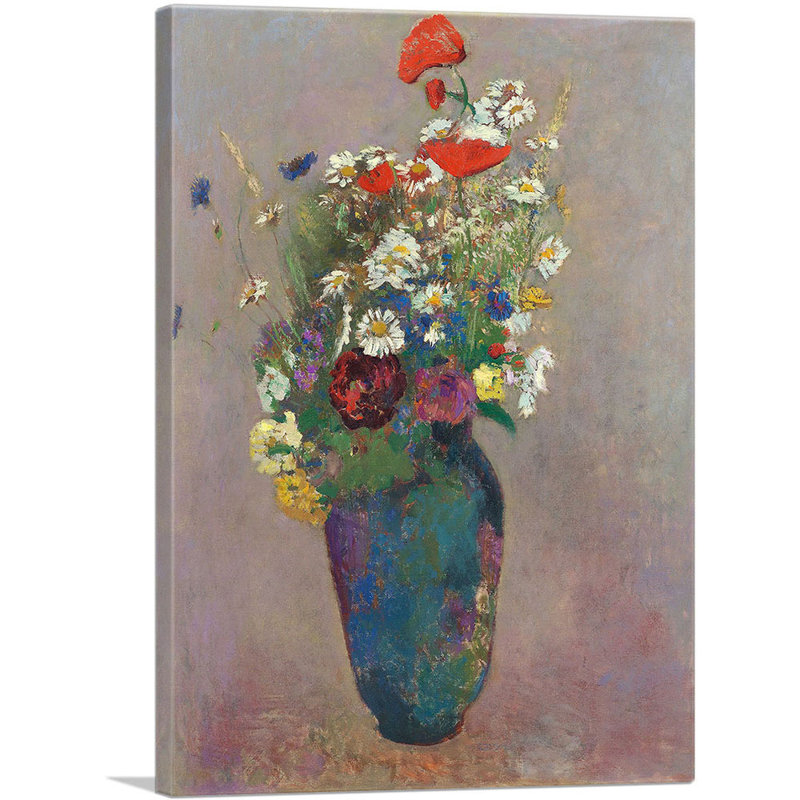 «Vase of Flowers» par Odilon Redon, reproduction d'art sur toile tendue, H 26 po x l 18 po x P 0,75 po
