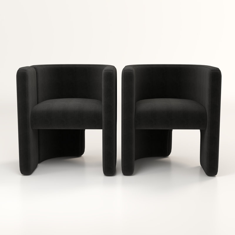 Jaimyn Upholstered Barrel Chair, Dark Black