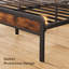 Modern Metal Platform Bed with Linen-Upholstered Storage Headboard & Open Bookcase Shelves – High Leg Design-942883538-996855694