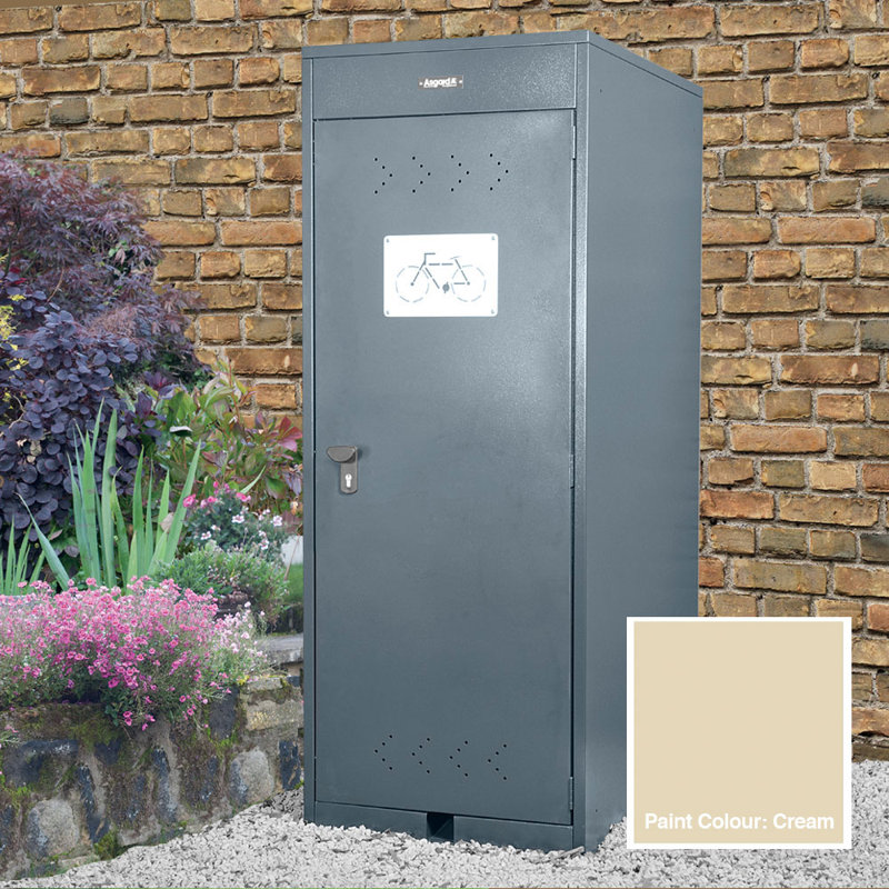 Vertical Locker 3ft. W x 4ft. D Flat Metal Bike Shed, Ivory