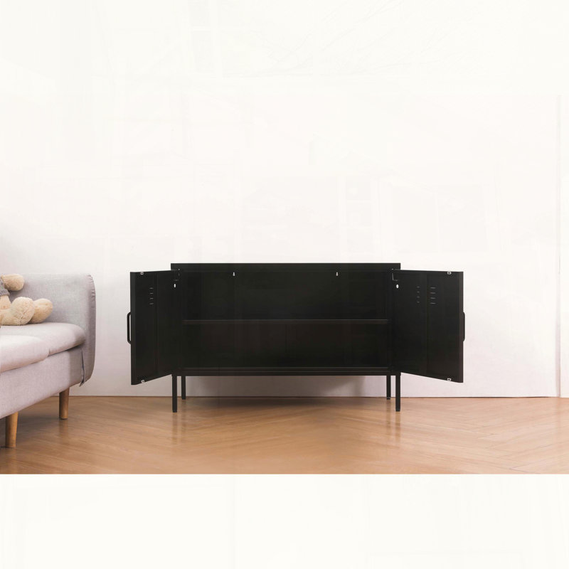 Armoire de rangement multifonctionnelle en métal avec tablette et pieds réglables, Noir