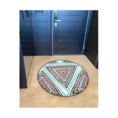 Tapis rond rond multicolore multicolore lavable à la machine