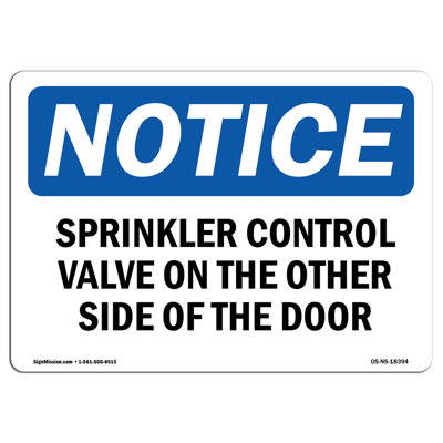 Sprinkler Control Valve On The Other Side Aluminum Sign 12 x 18