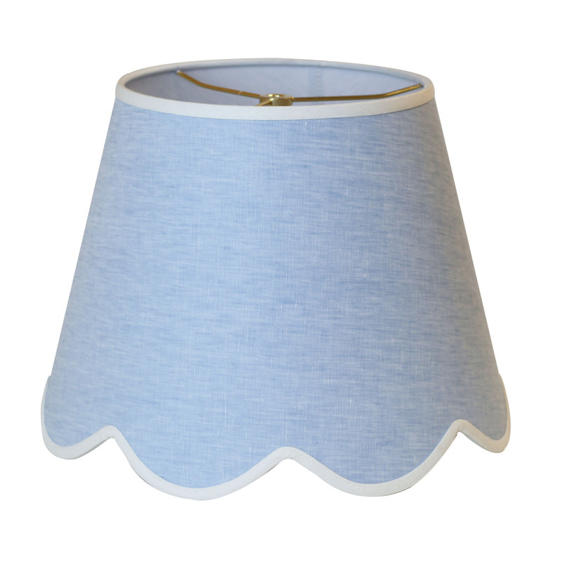 Abat-jour en lin bleu festonné - abat-jour rigide moderne 12 po, Bleu, H 9 po x l 12 po x P 6 po