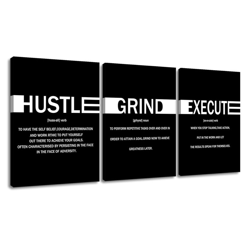 Art mural sur toile inspirant Hustle Grind
