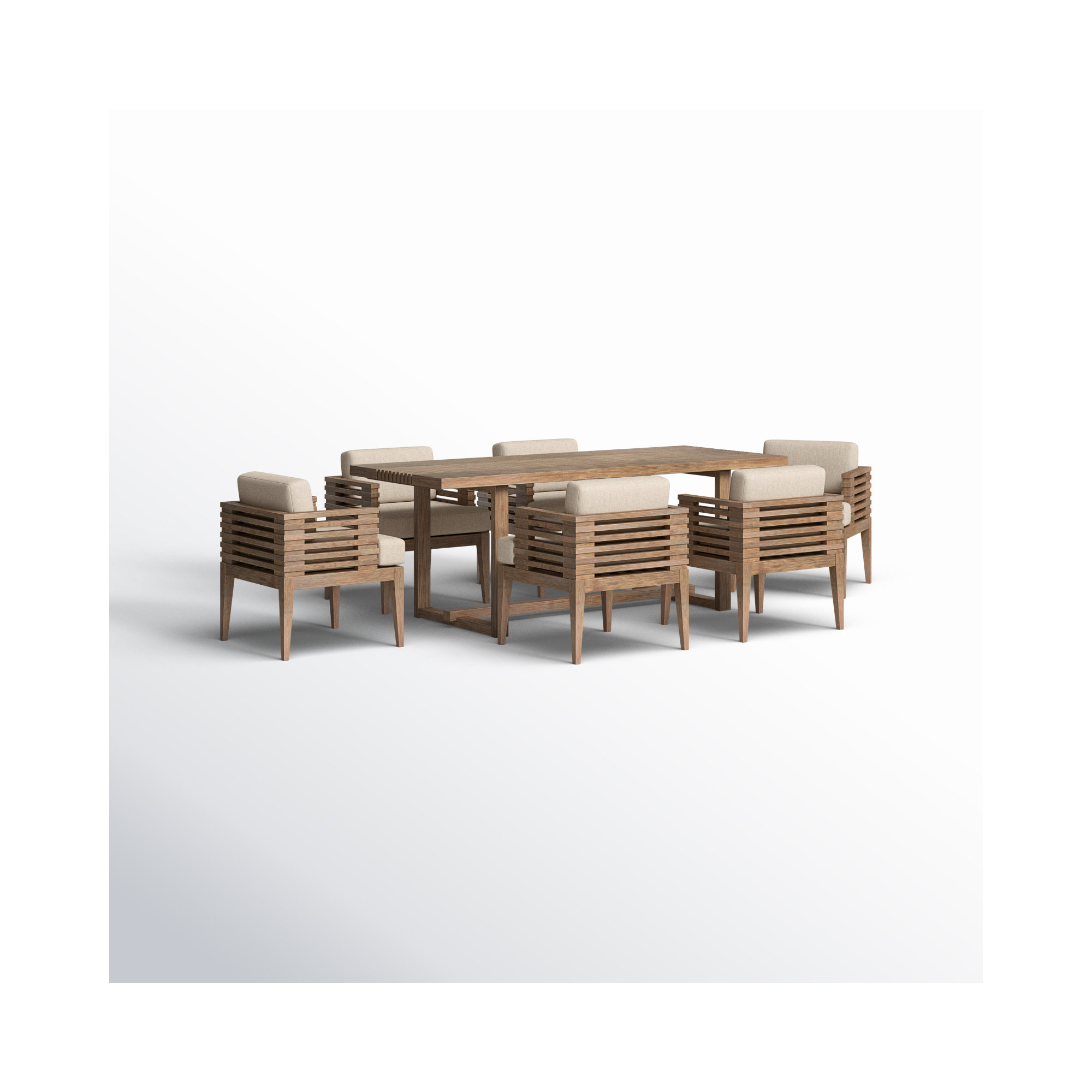 Aerilyn 82'' Rectangular 6 - Person Outdoor Dining Set with Cushions, Taupe Performance