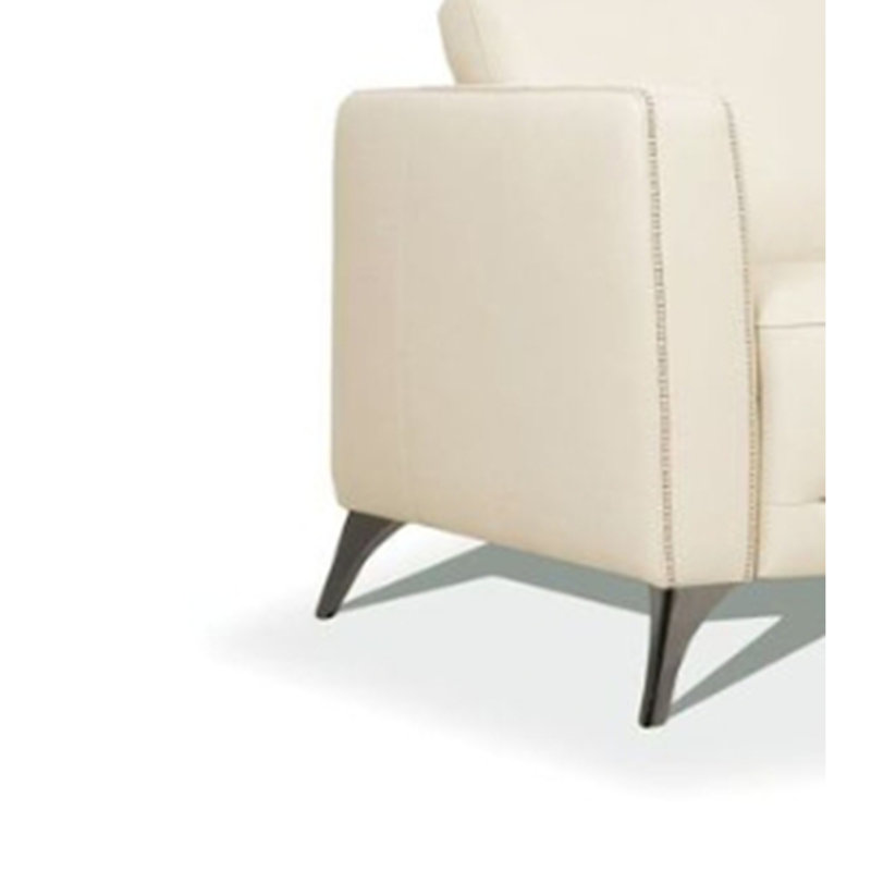 Dossett 59" Genuine Leather Square Arm Loveseat, Cream Faux Leather
