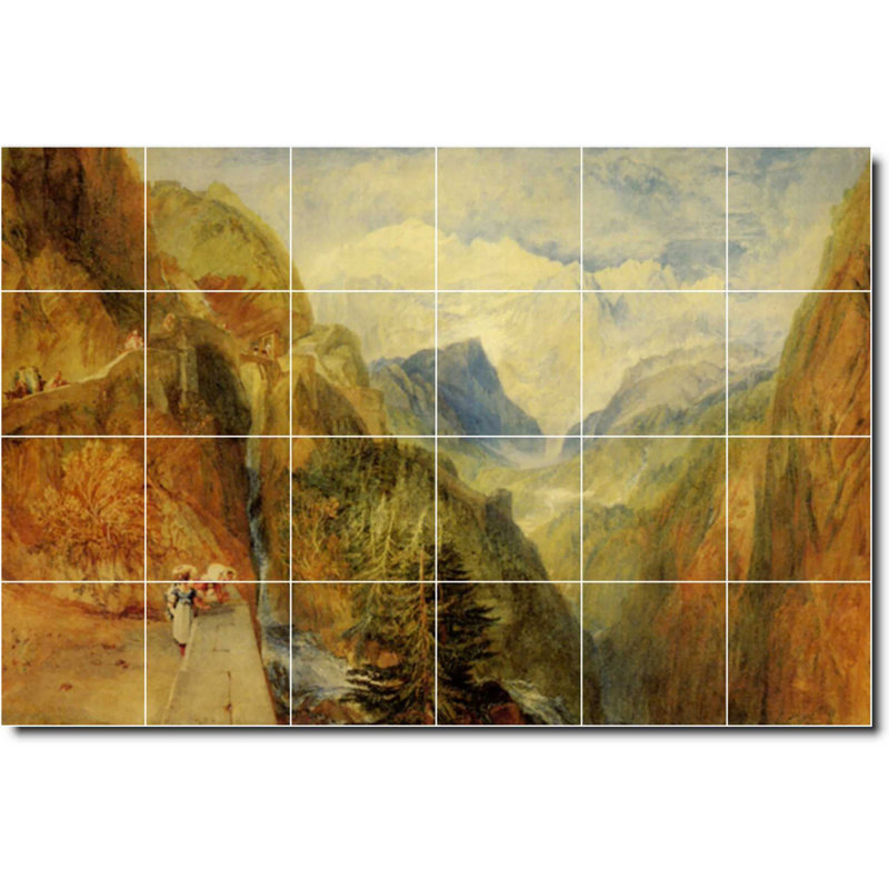 Carreau de céramique décorative 36 po x 24 po 6 po x 6 po, Joseph Turner, peinture de paysage W08866