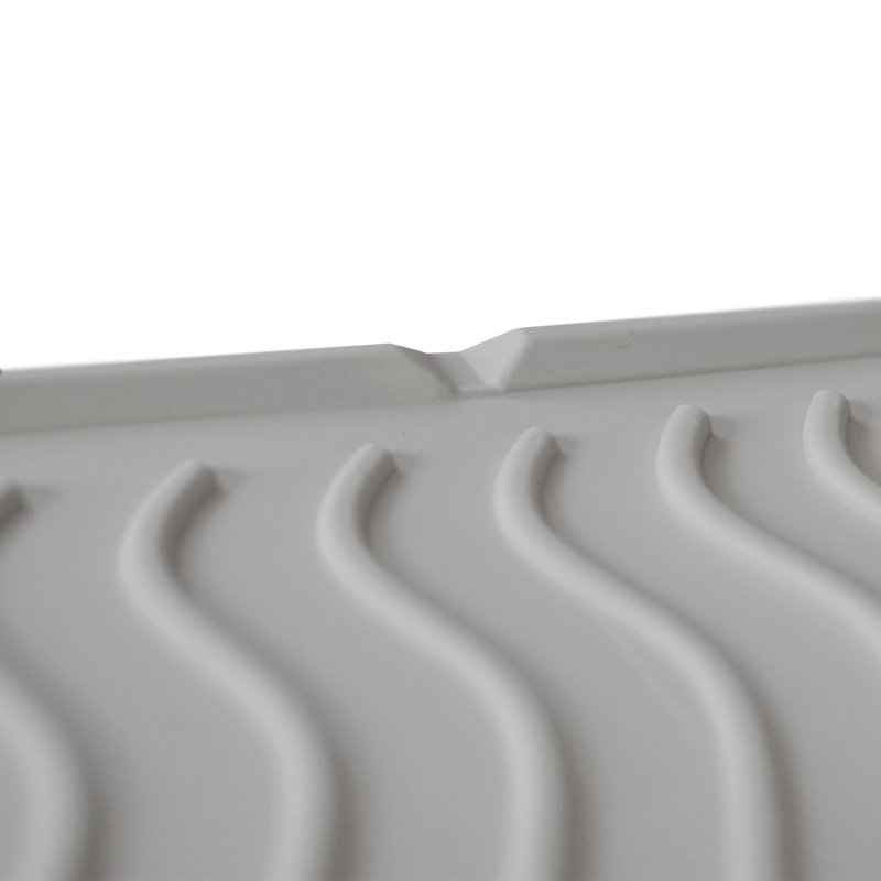 Large Gray Silicone Cat Litter Mat with Raised Lip