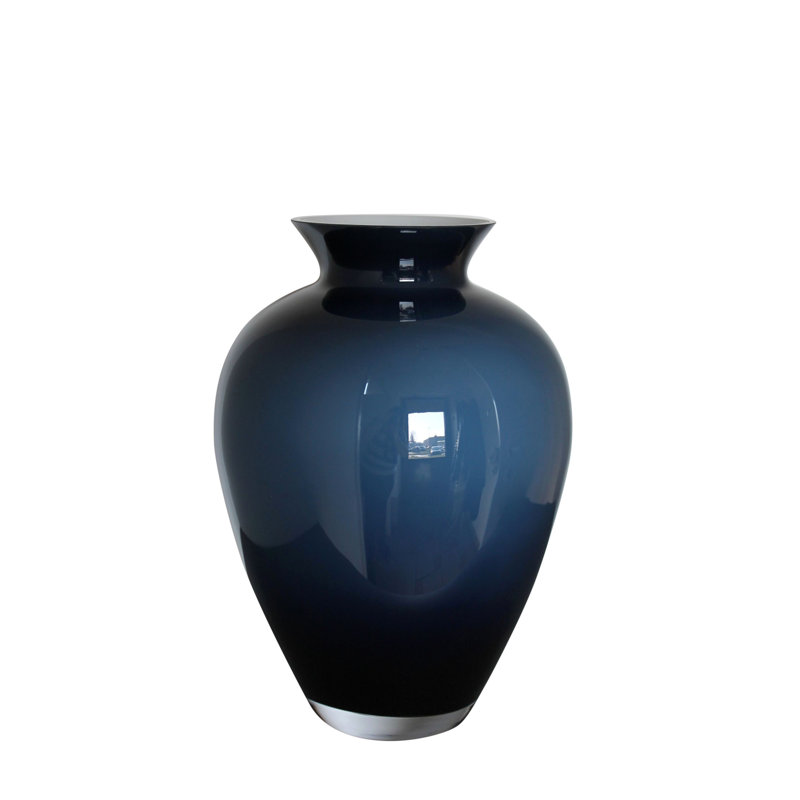 Kaly Glass Table Vase, 15" H x 11" W x 11" D, Navy Blue