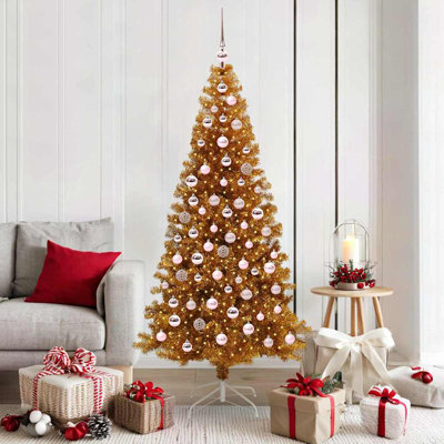 vidaXL Christmas Tree with 150 LEDs with Stand Gold PET