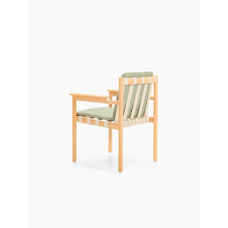 Oda Outdoor Teak Dining Armchair, Green