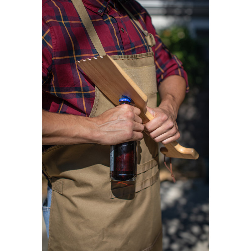 Hardwood BBQ Grill Scraper with Bottle Opener
