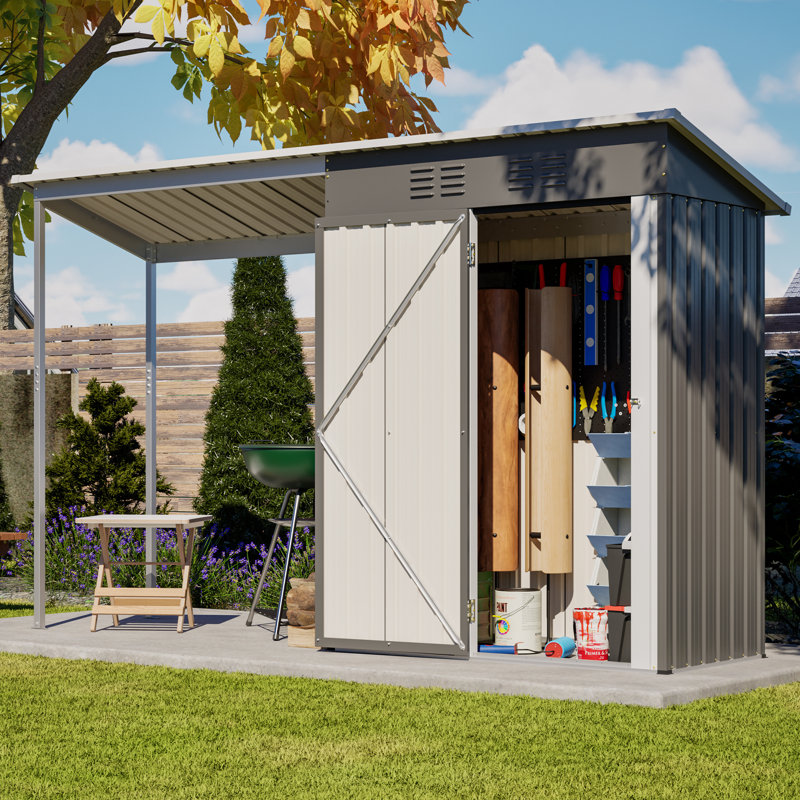 Durable 5X3Ft Galvanized Steel Shed & Gazebo Combo
