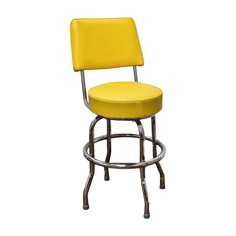 Tabouret de bar et de comptoir pivotant avec dossier Retro Home, Jaune, Tabouret de comptoir (assise de 24 po de hauteur)
