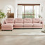 Canapé modulaire en chenille 4 places avec 2 coussins et repose-pieds-2117740140