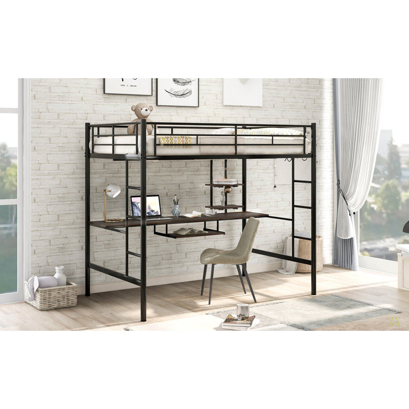 Lit mezzanine avec bureau et tablette