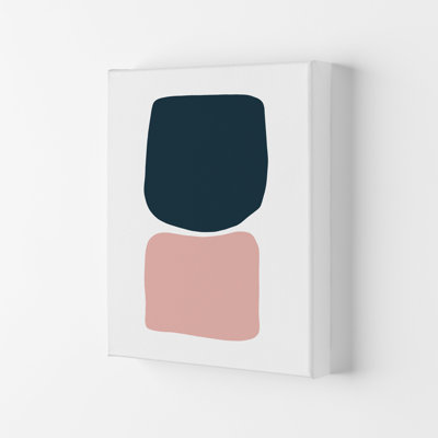 Pink And Navy Abstract Stones 2 by Pixy Paper - Print