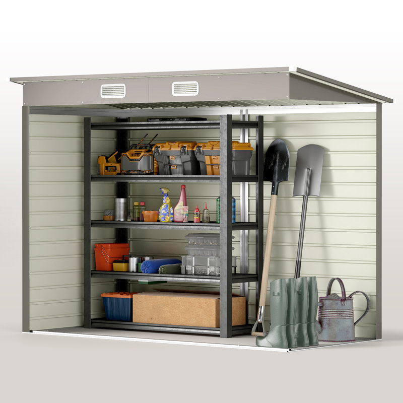 Casarah Garden 8 ft. W x 4 ft. D Galvanised Steel Storage Shed