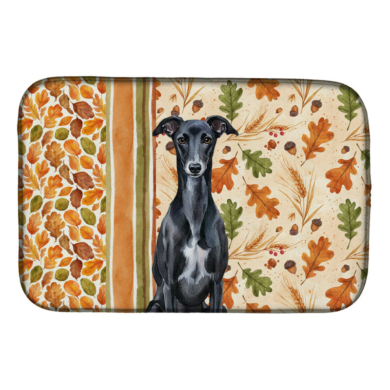 Black Whippet Heirloom Fall Dish Drying Mat