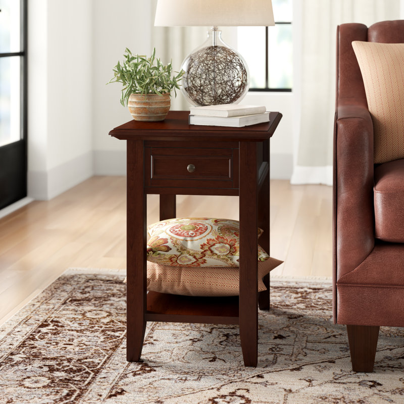 End Table with Power Outlet, Espresso