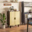 Buffet Bernerd avec 2 portes en rotin et buffet avec tablettes réglables-928233420