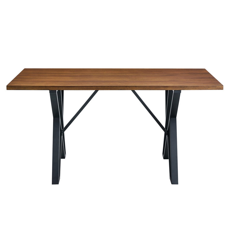 Walnut Dining Table With Stable Metal Leg Construction, 57.73" W X 35.5" D 29.4" H Base In Finish For Kitchen & Dining,